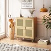 VYNXARIA 4-Doors Rattan Mesh Storage Cabinet, Sideboard with Eight Storage Spaces, for Entryway, Living Room, Hallway (Natural) - 2 of 4