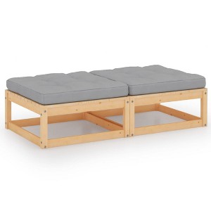 vidaXL Patio Footstools with Cushions 2 pcs Solid Wood Pine - 1 of 4