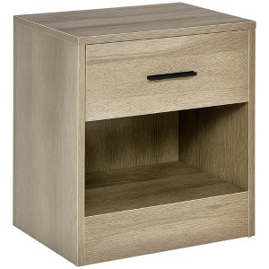 Aghana Digitals Black Wood Grain End Table: Compact Particleboard Side Table with Drawer, Storage - 1 of 4