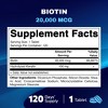 Biotin 20,000mcg with Keratin - 120 Vegetarian Tablets - 2 of 4