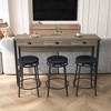 CAVINAS Dining Table Set for 3 Pub Bar Table 3 Drawers  with 3 Stools Power Outlets - 4 of 4