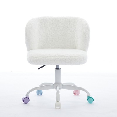 GlasFlength Task and Office Chairs Modern Plush Swivel Chair with Ergonomic Support Simple Design for Home Office, White, 21.5"*22.5"*31.9"