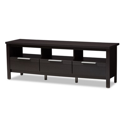 Elaine Modern and Contemporary Finished TV Stand for TVs up to 60" Dark Brown - Baxton Studio