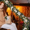 6FT Pre-Lit Christmas Garland  with 20 LED Lights, Bow-Knot Ball Ornaments, Battery Operated with Timer for Mantle & Staircase Decoration - 2 of 4