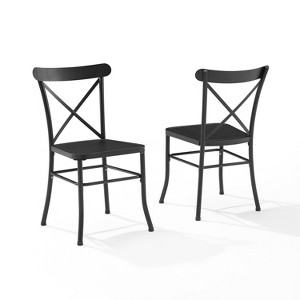 Astrid 2pk Indoor/Outdoor Metal Dining Chairs - Matte Black - Crosley: Steel Frame, Weather-Resistant, Armless Design - 1 of 4