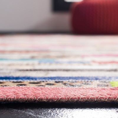 Hand-Knotted Geometric Blue Cowhide Area Rug 4' x 6'