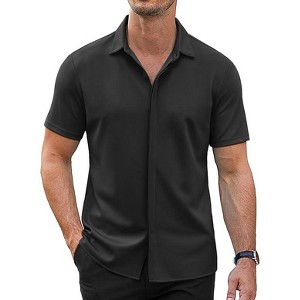 COOFANDY Mens Short Sleeve Wrinkle Free Shirt Casual Button Down Shirt Summer Dress Shirt - 1 of 4
