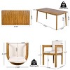 7 Piece Acacia Wood Outdoor Patio Dining Set,67'' Wood Dining Table and 6 Dining Chairs Set,6 Seater Garden Dining Set with Cushions-Coolbibila - 4 of 4