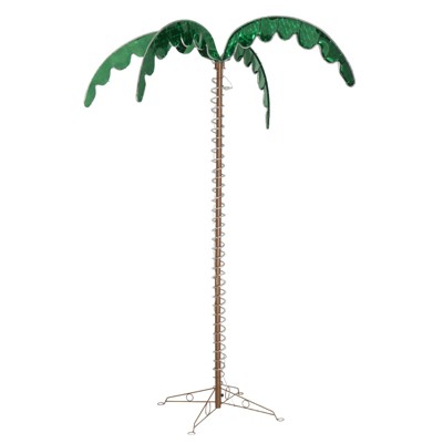 FONTOI 7ft Coconut Tree Decorative Garden Tree Tropical Palm Style Outdoor Decor for Patio Lawn Poolside Party Home, Green, 39.37"*13.39"*5.12"