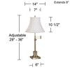 360 Lighting Traditional Swing Arm Desk Table Lamp Adjustable Height 36" Tall Antique Brass Imperial White Fabric Bell Shade Living Room - 3 of 4