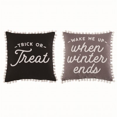 Transpac Polyester Multicolor Halloween Changing Seasons Reversible Trick or Treat or Winter Pillow