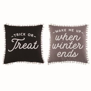 Transpac Polyester 16 in. Multicolor Halloween Reversible Trick or Treat Winter Pillow - 1 of 2