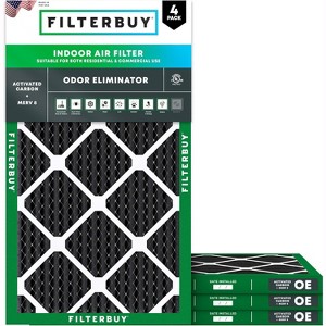 Filterbuy 10x20x1 Air Filter (4-Pack), Pleated MERV 8 Odor Eliminator Replacement HVAC AC Furnace Filters (Actual Size: 9.50 x 19.50 x 0.75) - 1 of 4