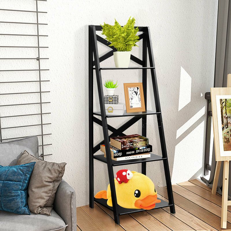 Costway 4-Tier Ladder Shelf Bookshelf Bookcase Storage Display Leaning Home Office Decor, 4 of 11