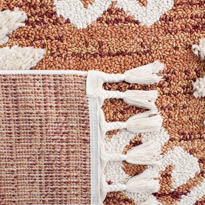 Orange and Ivory Diamond Shag Rectangular Area Rug