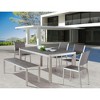 Double Bench 17.7"H Gray & Silver – Brushed Metal Frame with Faux Wood Polyethylene Top, Modern Outdoor Seating by Zuo Modern - 2 of 4