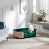 Spassway 11"H*27"W*39"L Oval Velvet Pet Bed with Cushion Solid Wood Frame Dog Bed for Medium and Large Dogs Comfy Dog Couch Sofa for Dogs Cats - 4 of 4