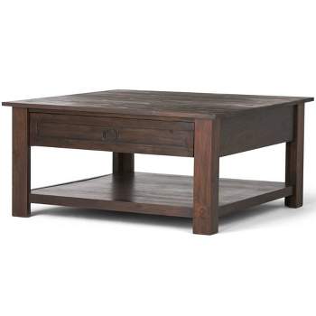 38" Garret Solid Square Coffee Table Distressed Charcoal Brown - WyndenHall