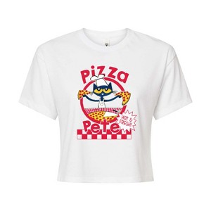 Women's - Pete the Cat - Papa Petes Pizza Cropped Graphic T-Shirt - 1 of 4