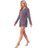 INSPIRE CHIC Women's Soft Button Up with Pockets Notch Collar Long Sleeve and Shorts Lounge Set - 3 of 4
