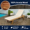 Mallorca 77.56"x23.62" Modern Classic Adjustable Acacia Wood Chaise Outdoor Lounge Chair with Cushion & Wheels - JONATHAN Y - 3 of 4