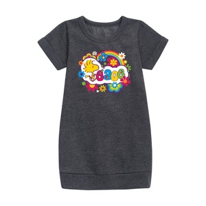 - Peanuts - Peace Floral & Colorful Woodstock Graphic Short Sleeve Fleece Dress - 1 of 4
