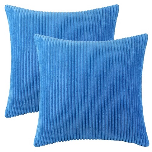 Unique Bargains Corduroy Modern Solid Striped Couch Sofa Home Decorative Pillow Covers Blue 16 X 16 2 Pcs Target