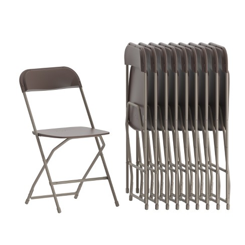 Emma and Oliver Set of 10 Stackable Folding Plastic Chairs - 650 LB Weight Capacity - image 1 of 4