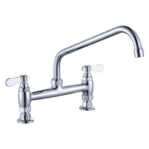 WOWOW Multi-functional Double-Handle Deck Mounted Commercial Standard Kitchen Faucet 8 in. Swivel Spout in Polished Chrome - 1 of 4