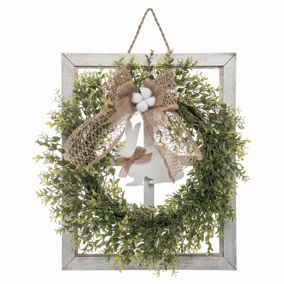 Transpac Wood 20" Multi Easter Wreath with Jumping Bunny