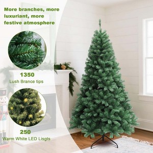 Pre-Lit Artificial Christmas Tree with PVC Branch Tips, 250 Warm White LED Lights, Hinged Design & Gloves, for Home or Holiday Decor - 1 of 4