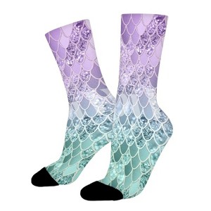 Mermaid Scales Women Printed Crew Socks Funny Funky Socks Soft Polyester Novelty Gifts for Artists Men - 1 of 1