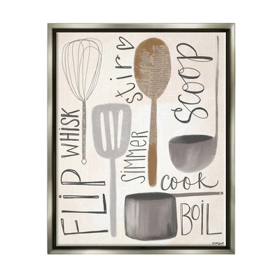 Stupell Industries Flip Whisk Simmer and Stir Kitchen Spoons Utensils