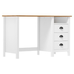 Desk White and Natural Solid Pine Wood Medium Writing Desk - 1 of 4