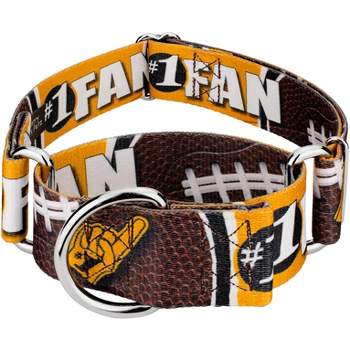 Country Brook Petz 1 1/2 Inch Black and Gold Football Fan Martingale Dog Collar Limited Edition