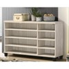 VYNXARI 38.5"W Oak Finish Shoe Cabinet with Sliding Doors, Upholstered Top,Storage Cabinets with doors and shelves - 3 of 4