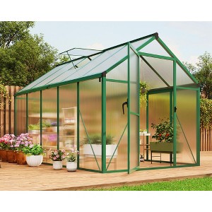 6 x 10 FT Greenhouse for Outside, Polycarbonate Greenhouse with Aluminum Frame, Adjustable Roof Vent for Backyard, for Outside Garden Backyard - 1 of 4