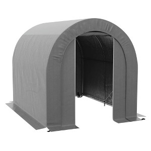 Resenkos Galvanized Metal 6' x 8' Outdoor Storage Tent, Heavy Duty and Waterproof Portable Shed Dark Gray - 1 of 4