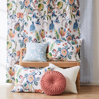 Eleni Full/Queen White Cotton Reversible Floral Quilt Set