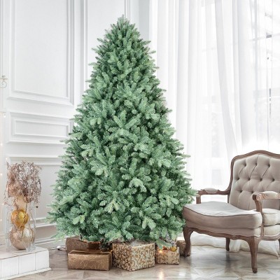 Artificial Christmas Tree with Hinged Branches, Stable Metal Stand, Easy Assembly, Green Christmas Tree for Home Holiday Decoration–The Pop Home