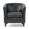 29.75" Faux Leather Quilted Studded Club Chair with Curved Back and Armrests and Elegant Stylish Dark Legs - 2 of 4