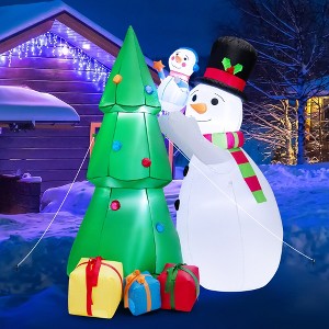 Costway 6 FT Tall Inflatable Snowman and Tree Set Christmas Decoration w/ LED Lights - 1 of 4