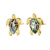 Guili Sterling Silver 14K Yellow Gold Plated Sea Turtle Stud Earrings with Shimmering Abalone Shell Inlay - A Nature-inspired Gift for Any Occasion - 2 of 3