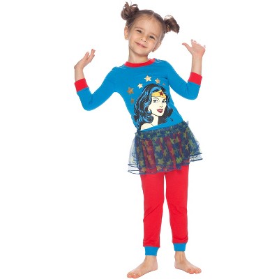 DC Comics Toddler Girls Wonder Women Snug-Fit Cotton 3-Piece Tutu Pajama Set