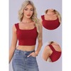 INSPIRE CHIC Women Sleeveless Square Neck Fitted Regular Fit Strappy Party Crop Tank Top - 2 of 4