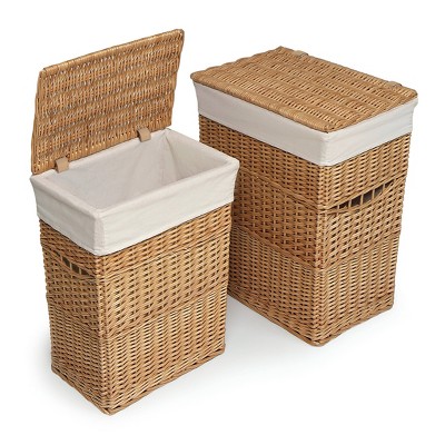 Farmlyn Creek 3-pack 9 Inch Square Wicker Storage Baskets With Liners -  Small Woven Bins For Organizing Kitchen And Closet Shelves : Target