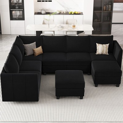 Belffin U-Shaped Modular Sectional – Storage Ottoman System & Pet-Resistant Velvet