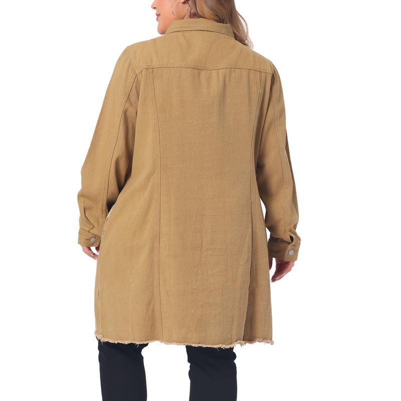 Agnes Orinda Women's Plus Size Button Long Sleeve Raw Hem Long Denim Jackets, 4 of 6
