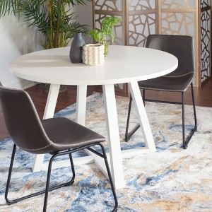 NicBex Round Dining Room Table Set for 2 Morden Dining Room Table with 2 Faux Leather Chairs and Trestle Base for Kitchen - 1 of 4