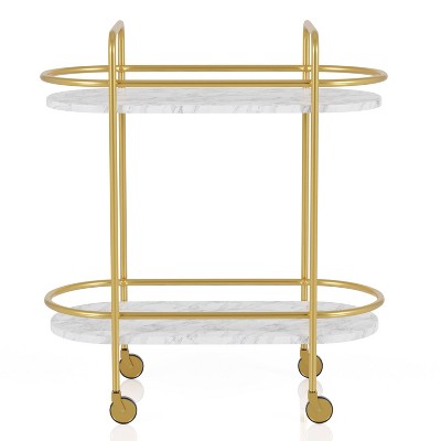 Madronas Serving Carts with Faux Marble Gold Coating/White - miBasics